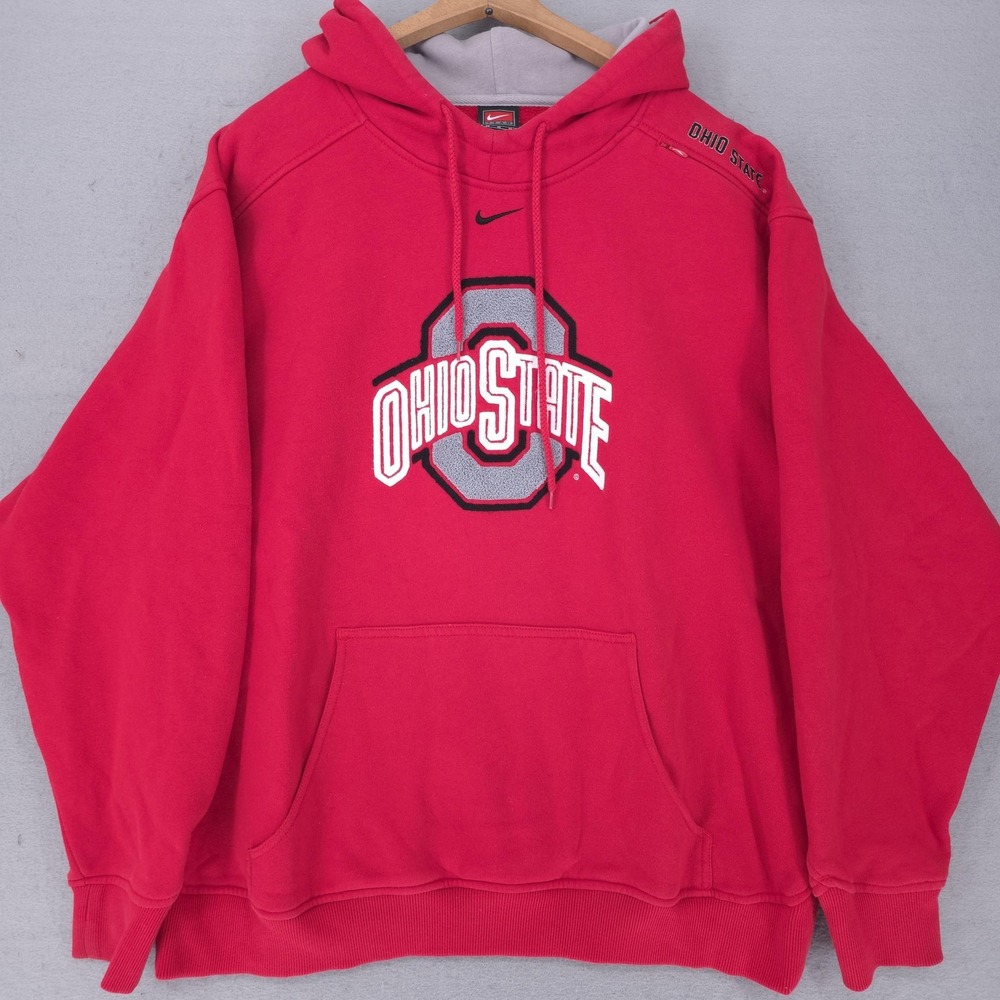 Ohio State Buckeyes Sweatshirt Mens Medium Red Nike Center Swoosh NCAA Football